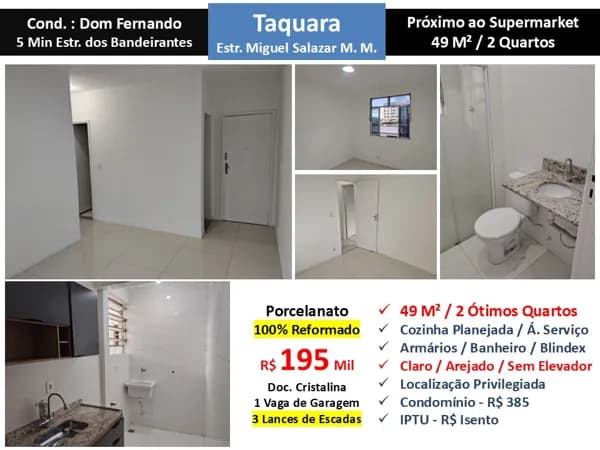 Apto JPA Taquara Miguel Salazar Mendes de Moraes Dom Fernando 49M²