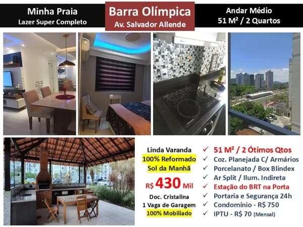 Apto Barra Olímpica Minha Praia 51M²