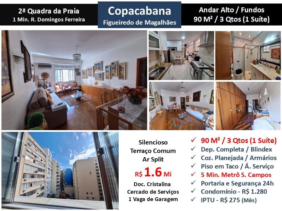 Apto Copacabana Fig. Magalhães 90M²