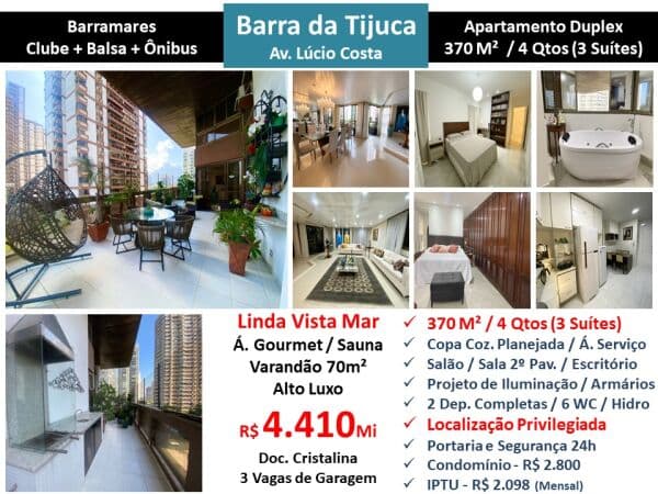 Apto Barra da Tijuca Praia Barramares 370M² 2