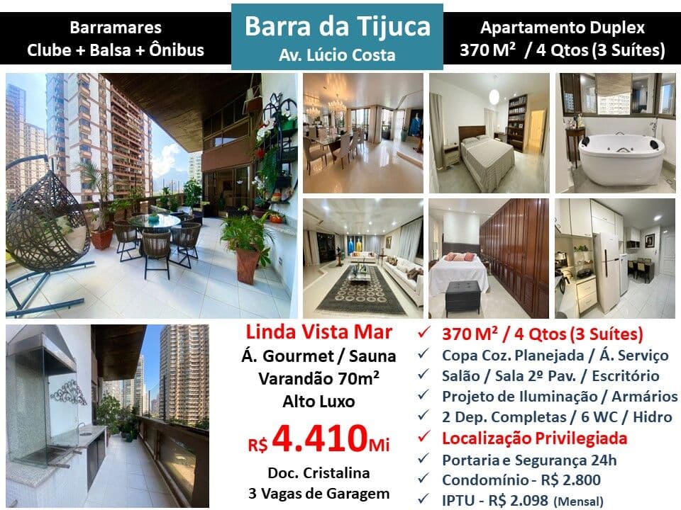 Apto Barra da Tijuca Praia Barramares 370M² 2