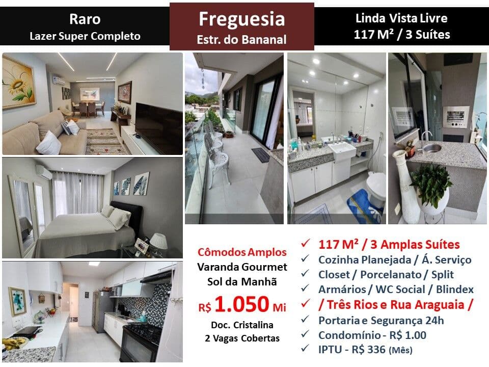 Apto JPA Freguesia Bananal Raro 117M²