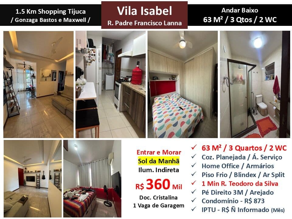 Apto Vila Isabel Padre Francisco Lanna 63M²