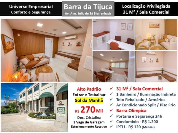 Sala Barra da Tijuca Universe Empresarial 31M² 2