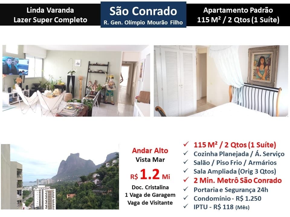 Apto São Conrado Olimpio Mourão Filho 115M²