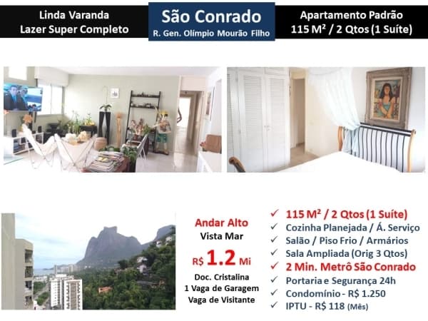 Apto São Conrado Olimpio Mourão Filho 115M²
