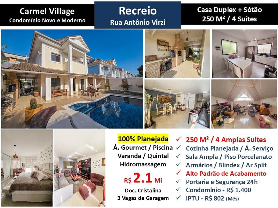 Casa Recreio Carmel Village 250M²