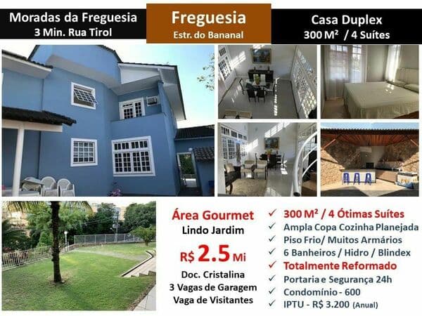 Casa JPA Freguesia Bananal Moradas da Freguesia 300M²