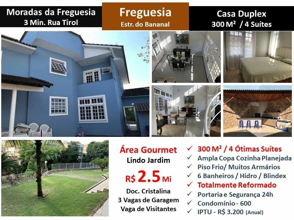 Casa JPA Freguesia Bananal Moradas da Freguesia 300M²