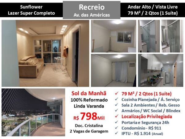 Apto Recreio Sunflower 79M²