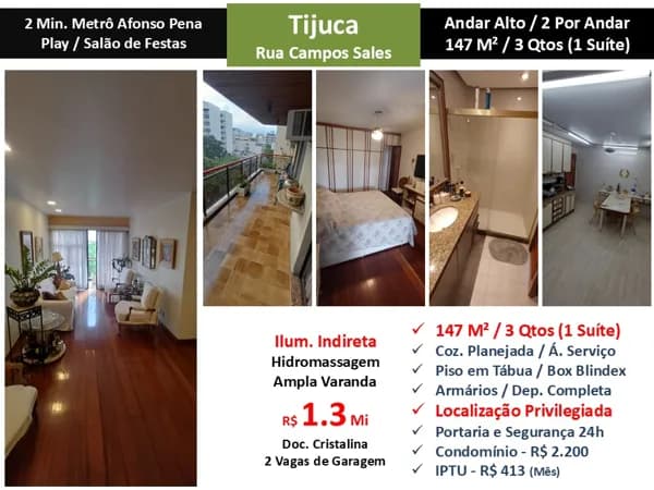 Apto Tijuca Campos Sales 147M²