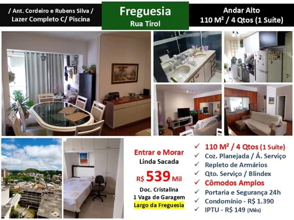 Apto JPA Freguesia Tirol 110M²