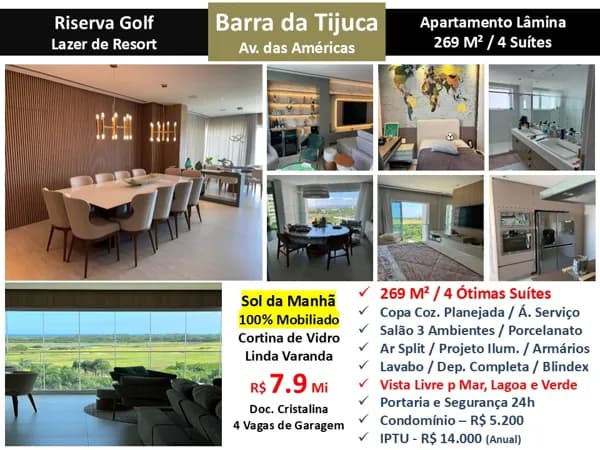 Apto Barra da Tijuca Riserva Golf 269M²