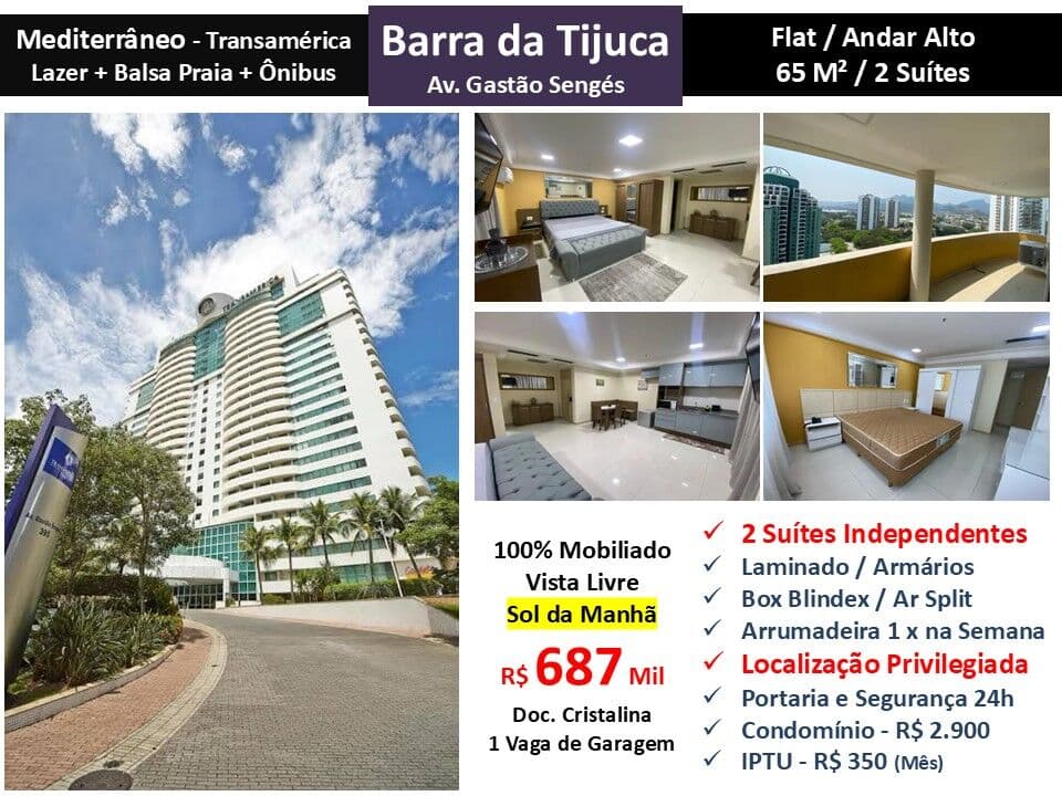 Apto Barra da Tijuca Mediterraneo Transamerica 65M²