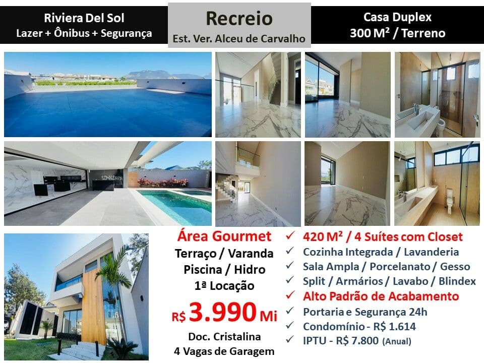 Casa Recreio Riviera Del Sol 420M²
