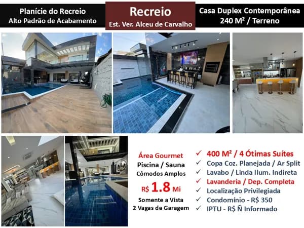 Casa Recreio Planície do Recreio 400M²