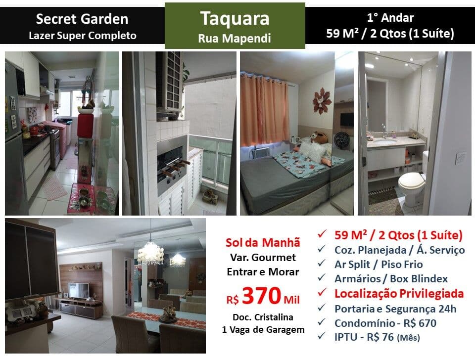 Apto JPA Taquara Mapendi Secret Garden 59M²