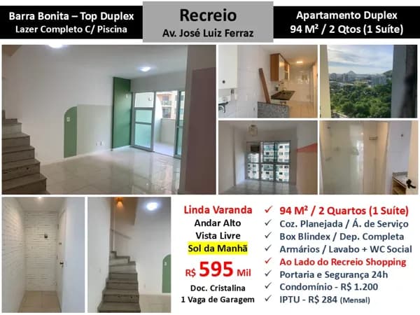 Apto Recreio Barra Bonita Top Duplex 94M² 5