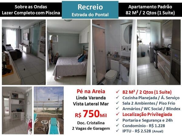Apto Recreio Pontal Sobre as Ondas 82M²