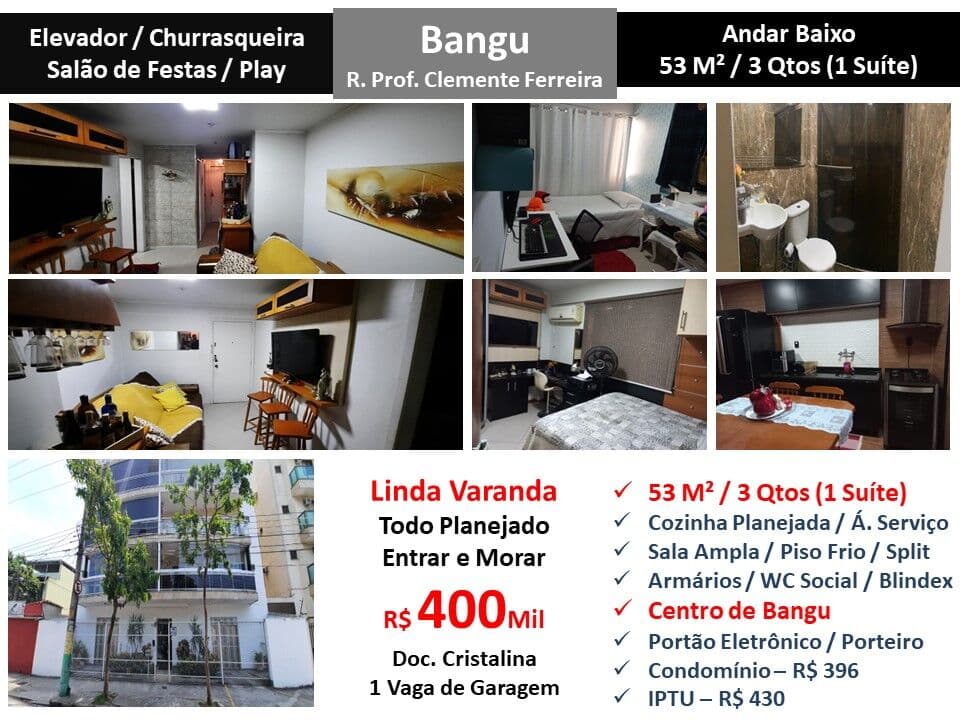 Apto Bangu Clemente Ferreira 53M²