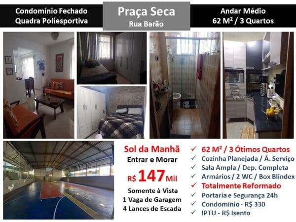 Apto JPA Praça Seca Barao 62M²