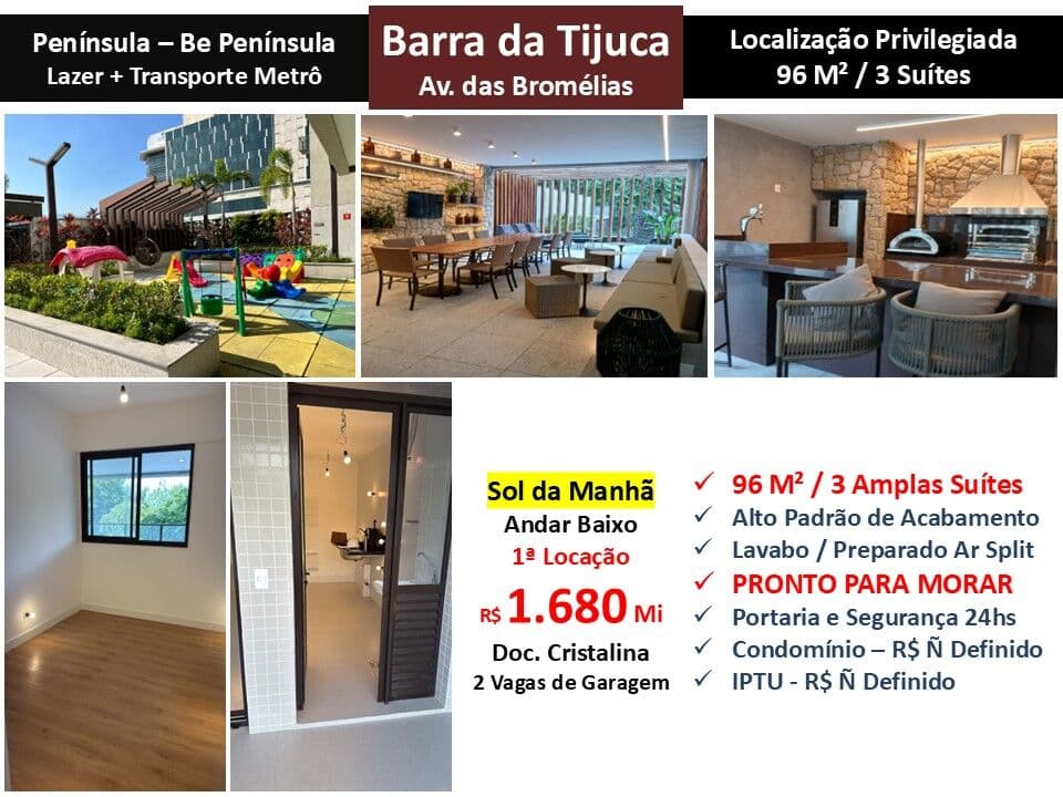 Apto Barra da Tijuca Peninsula Be Peninsula 96M²