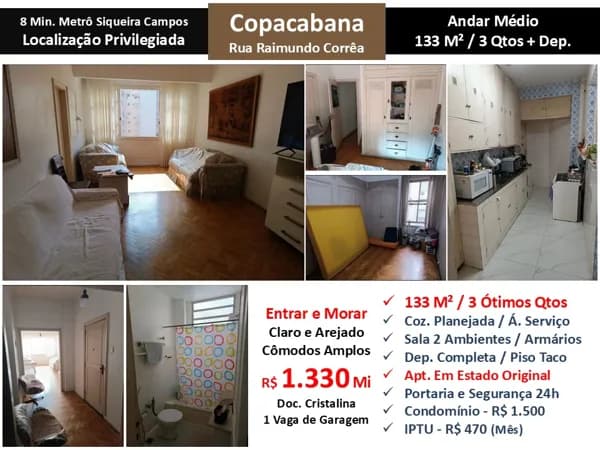Apto Copacabana Raimundo Correa 133M²