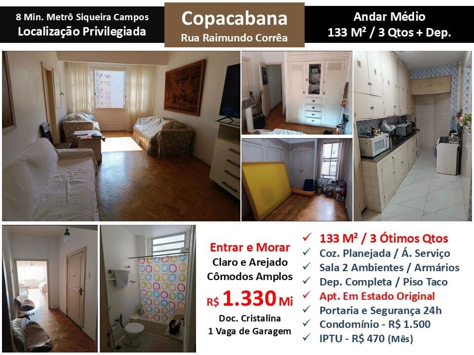 Apto Copacabana Raimundo Correa 133M²