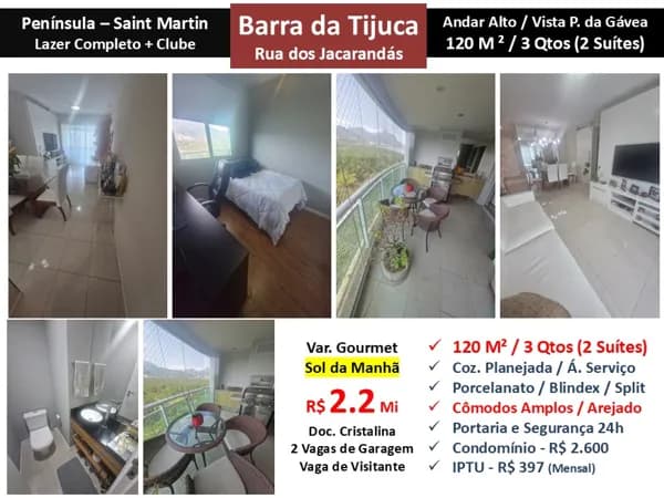 Apto Barra da Tijuca Península Saint Martin 120M²