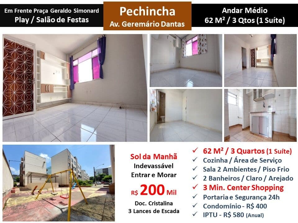 Apto JPA Pechincha Geremário Dantas 62M²