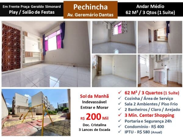 Apto JPA Pechincha Geremário Dantas 62M²