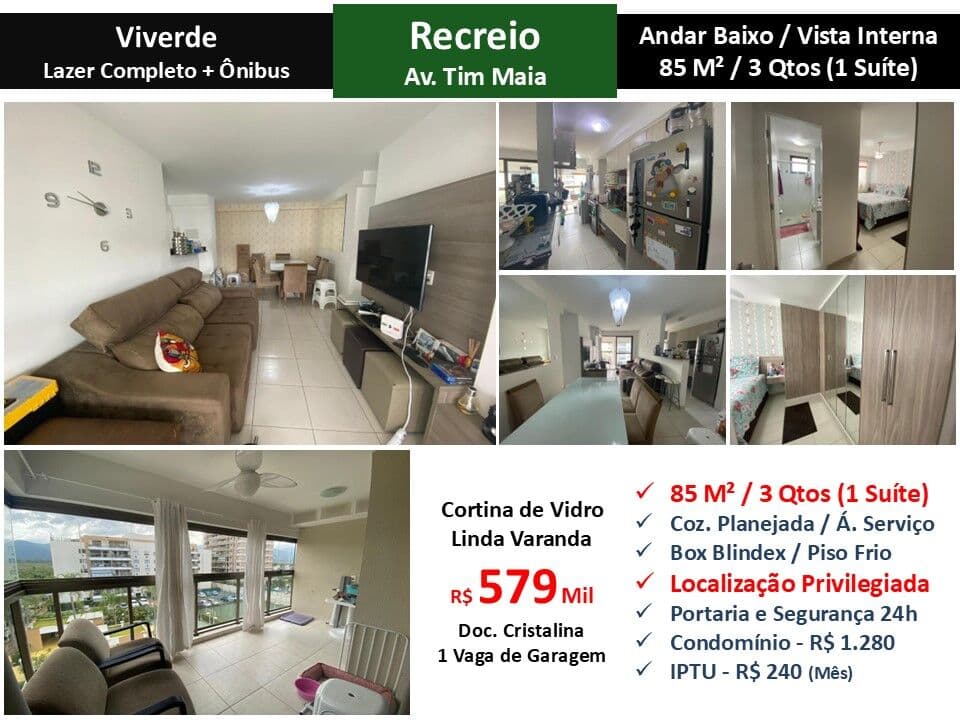 Apto Recreio Zico Viverde 85M²