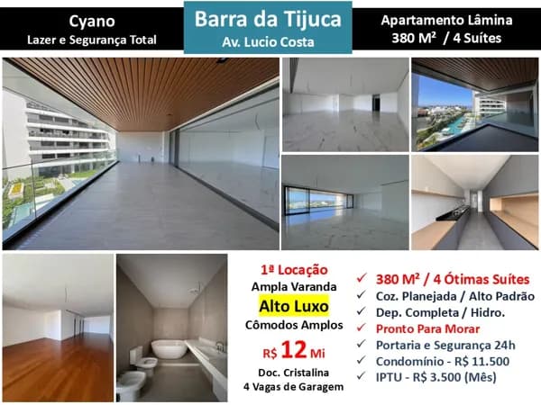 Apto Barra da Tijuca Praia Cyano 380M²