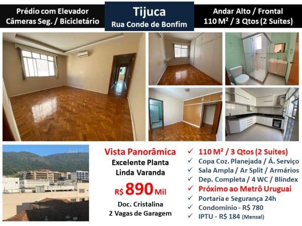 Apto Tijuca Conde de Bonfim 110M²
