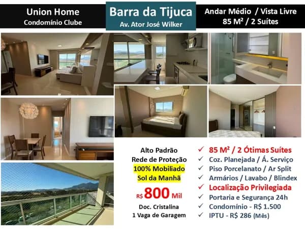 Apto Barra da Tijuca Centro Metropolitano Union Home 85M²
