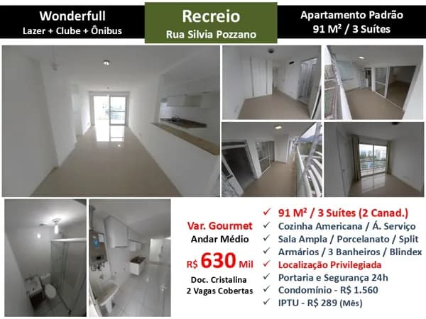 Apto Recreio Zico Wonderfull 91M²