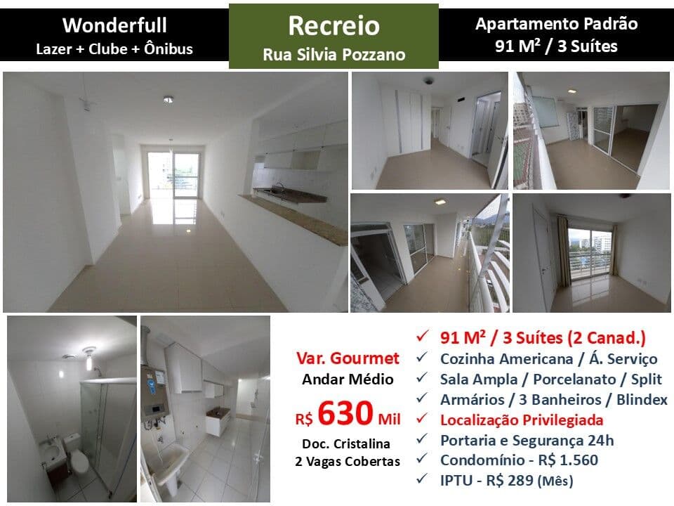 Apto Recreio Zico Wonderfull 91M²