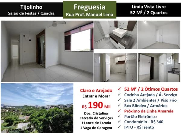 Apto JPA Freguesia Manuel Lima Tijolinho 52M²