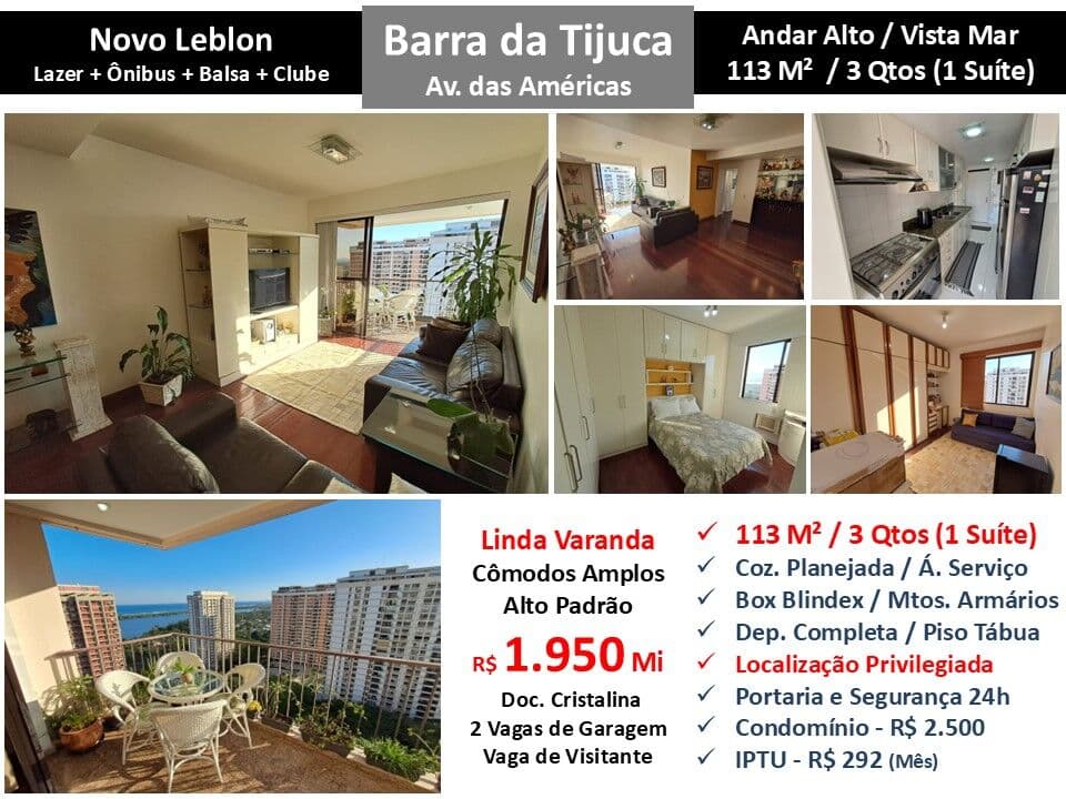 Apto Barra da Tijuca Novo Leblon 113M²