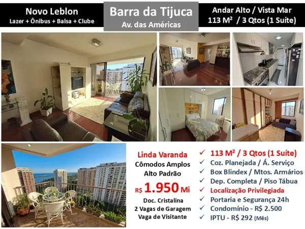 Apto Barra da Tijuca Novo Leblon 113M²