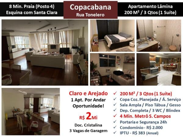 Apto Copacabana Tonelero 200M²