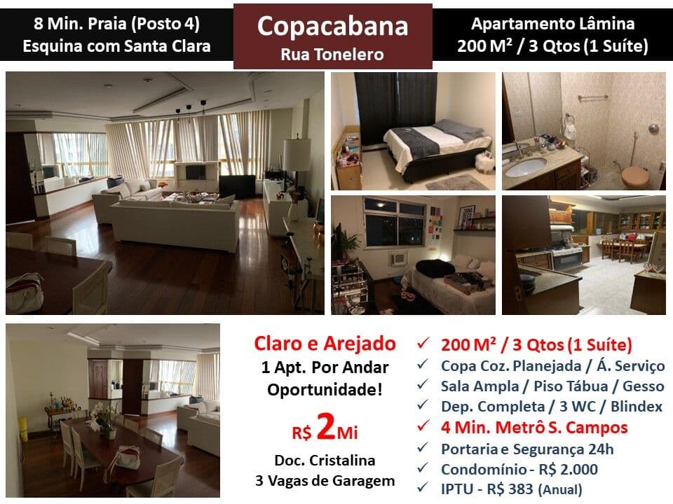 Apto Copacabana Tonelero 200M²