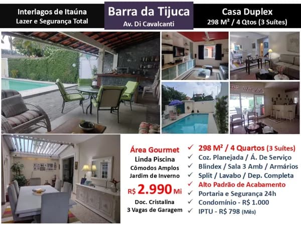 Casa Barra da Tijuca Interlagos de Itaúna 298M²