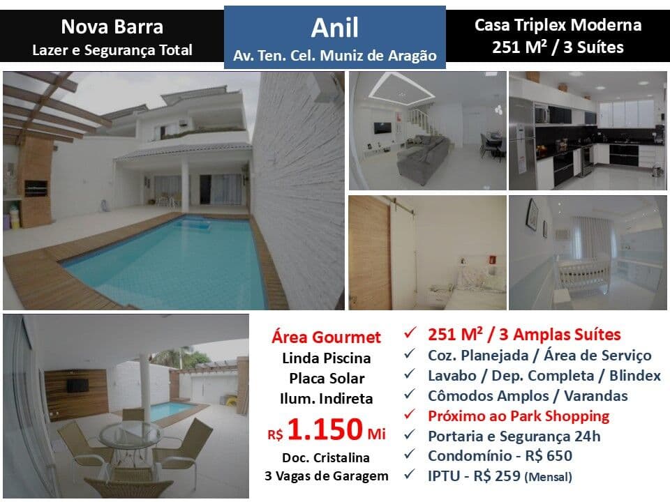 Casa JPA Anil Nova Barra 251M²