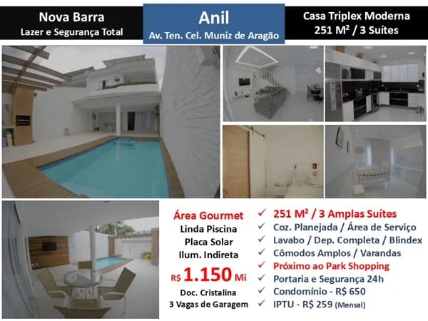 Casa JPA Anil Nova Barra 251M²