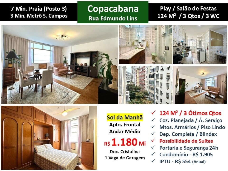 Apto Copacabana Edmundo Lins 124M²