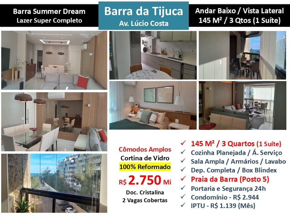 Apto Barra da Tijuca Praia Summer Dream 145M²