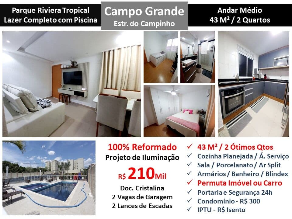 Apto Campo Grande Parque Riviera Tropical 43M²