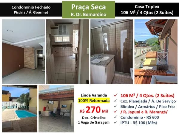 Casa JPA Praça Seca Dr Bernardino 106M²