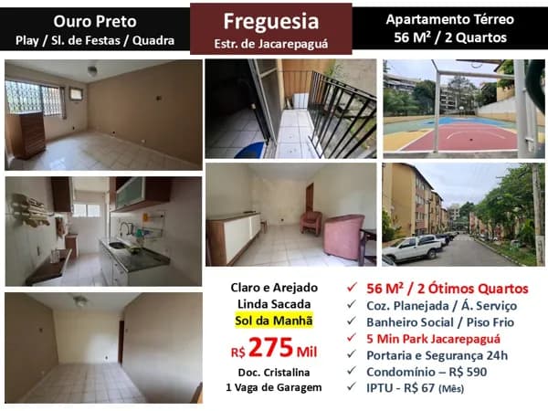 Apto JPA Freguesia Ouro Preto 56M² Garden